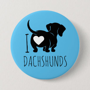Macaron Rond 7,6 Cm Bouton Dachshund Love