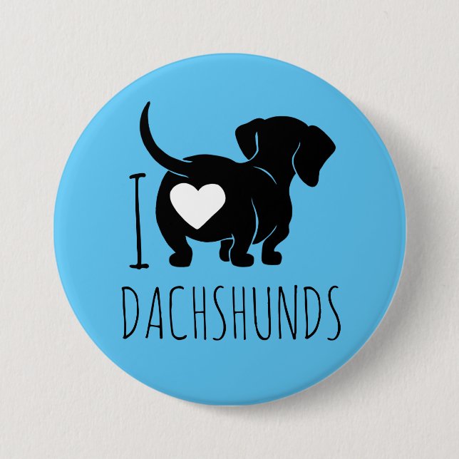Macaron Rond 7,6 Cm Bouton Dachshund Love (Devant)