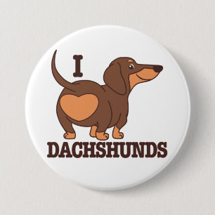 Macaron Rond 7,6 Cm Bouton Dachshund Love Chien