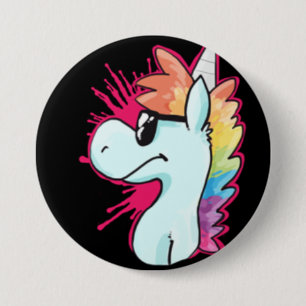 Macaron Rond 7,6 Cm Bouton d'agent de licorne