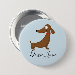 Macaron Rond 7,6 Cm Bouton d'amour de teckel (Doxie)