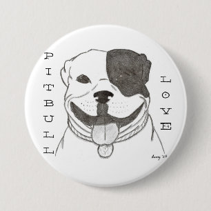 Macaron Rond 7,6 Cm Bouton d'amour Pitbull