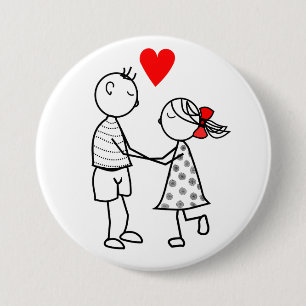 Macaron Rond 7,6 Cm Bouton d'amour romantique mignon Couple