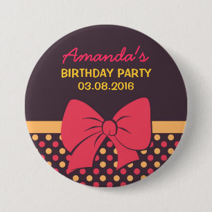 Macaron Rond 7,6 Cm Bouton d'anniversaire des Pois Brown