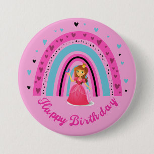 Macaron Rond 7,6 Cm Bouton d'anniversaire pour enfants arc-en-ciel