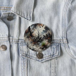 Macaron Rond 7,6 Cm Bouton d'art Abstrait après incendie