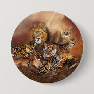 Macaron Rond 7,6 Cm Bouton d'art de grand chat
