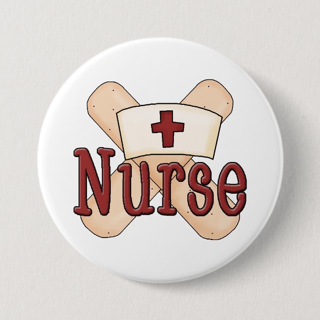 Macaron Rond 7,6 Cm Bouton d'art de mot Nurse Bandage (Devant)