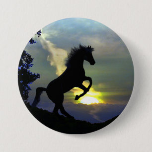 Macaron Rond 7,6 Cm Bouton d'art du cheval