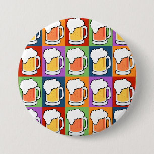 Macaron Rond 7,6 Cm Bouton d'art Pop BEER