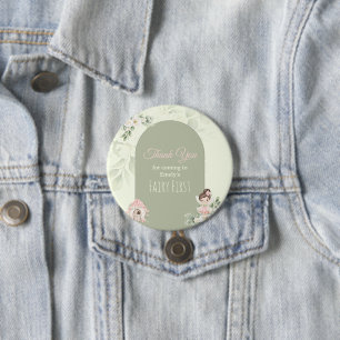 Macaron Rond 7,6 Cm Bouton de 1er anniversaire Fée Fleur Mignonne Natu