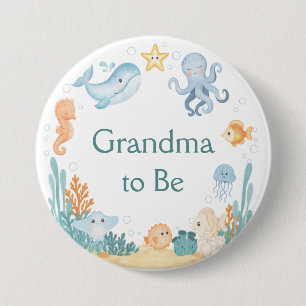 Macaron Rond 7,6 Cm Bouton de Baby Shower Thème Océan