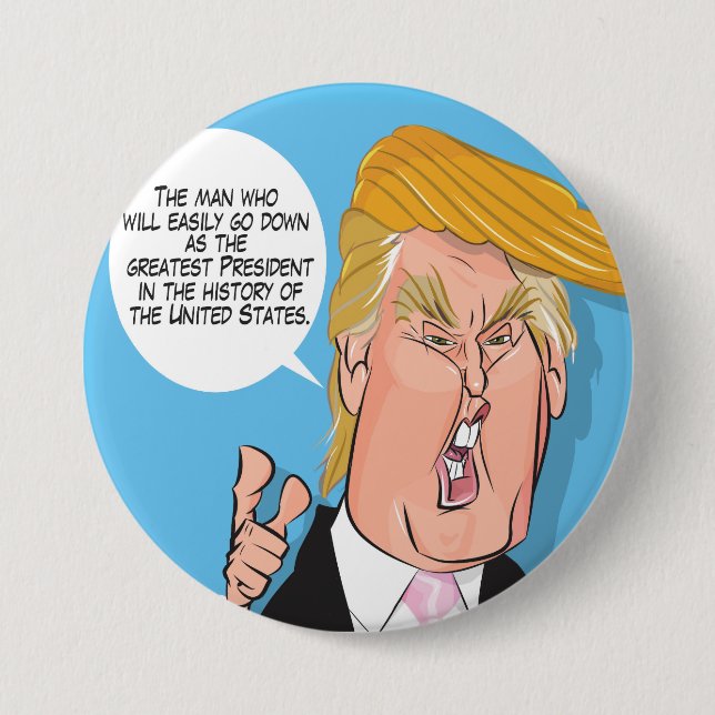 Macaron Rond 7,6 Cm Bouton de bande dessinée de Donald Trump (Devant)