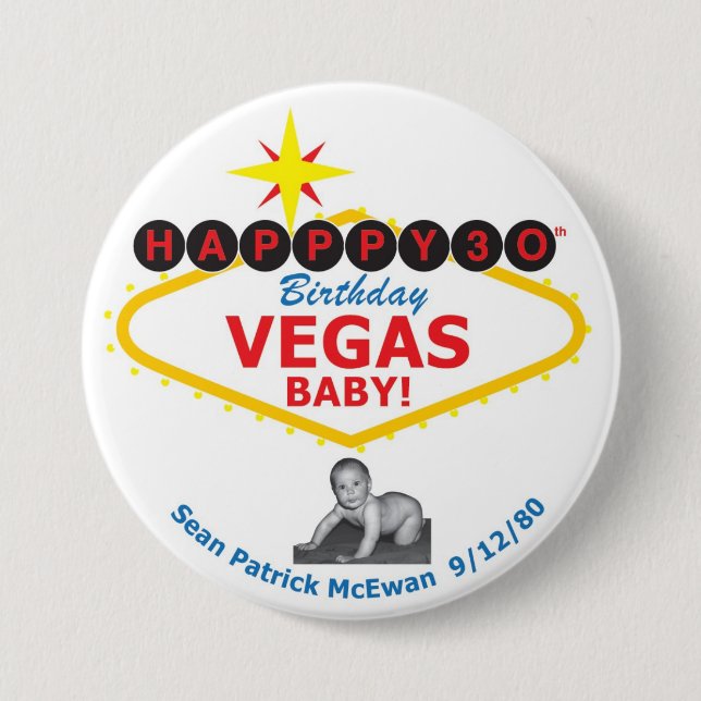 Macaron Rond 7,6 Cm Bouton de bébé de Vegas (Devant)