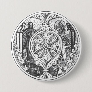 Macaron Rond 7,6 Cm Bouton de bouclier en verre souillé de héros