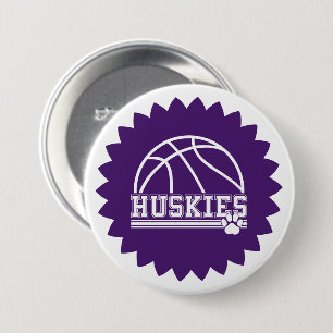 Macaron Rond 7,6 Cm Bouton de broche Huskies