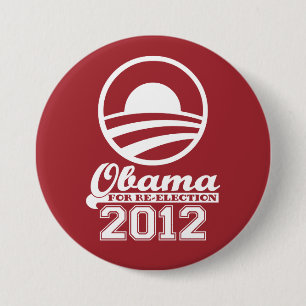 Macaron Rond 7,6 Cm Bouton de campagne de réélection 2012 d'OBAMA (rou