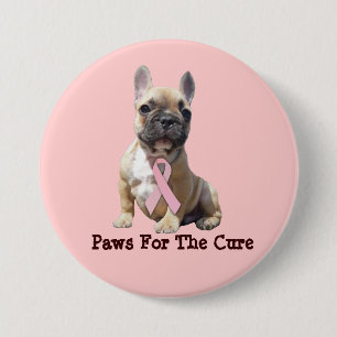 Macaron Rond 7,6 Cm Bouton de cancer du sein de bouledogue français