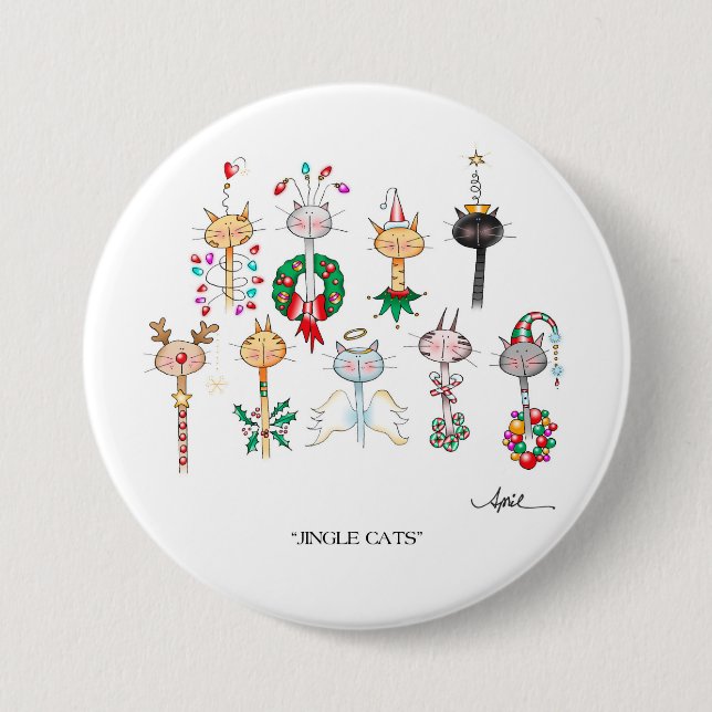 Macaron Rond 7,6 Cm Bouton de CHATS de TINTEMENT (Devant)