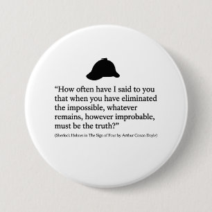Macaron Rond 7,6 Cm Bouton de citation de Sherlock Holmes