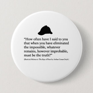 Macaron Rond 7,6 Cm Bouton de citation de Sherlock Holmes