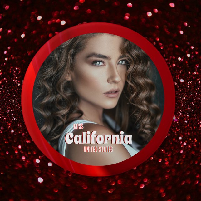 Macaron Rond 7,6 Cm Bouton de Concours Ruby Shine (Go red! The ruby shine pageant button features a rich red border to compliment your photo and text)