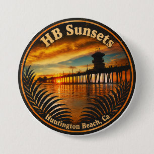 Macaron Rond 7,6 Cm Bouton de coucher de soleil de la jetée de Hunting