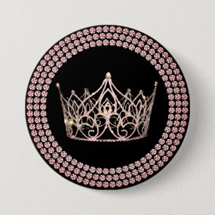 Macaron Rond 7,6 Cm Bouton de couronne de concours - Rose Gold Glam