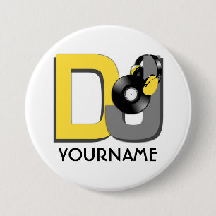 Macaron Rond 7,6 Cm Bouton de coutume du DJ