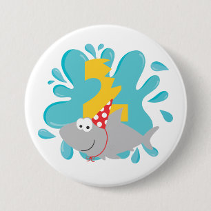 Macaron Rond 7,6 Cm Bouton de deuxième anniversaire de requin