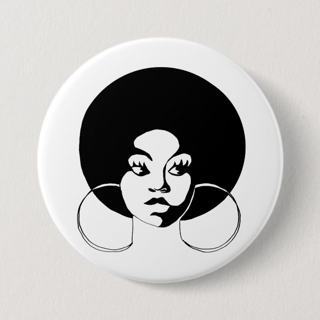 Macaron Rond 7,6 Cm Bouton de diva d'Afro (Devant)