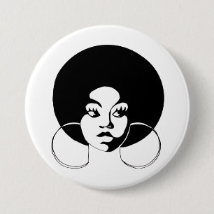 Macaron Rond 7,6 Cm Bouton de diva d'Afro