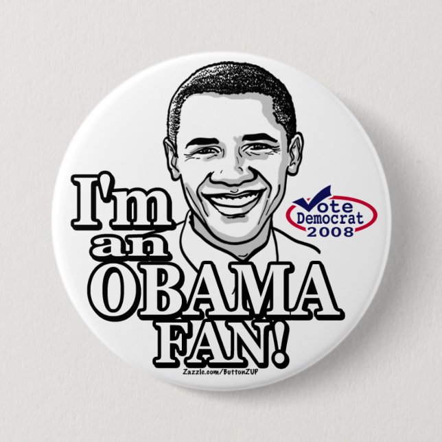 Macaron Rond 7,6 Cm Bouton de fan d'Obama (Devant)