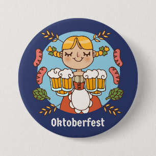 Macaron Rond 7,6 Cm Bouton de Fille de Bière d'Oktoberfest