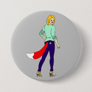Macaron Rond 7,6 Cm bouton de fille foxy