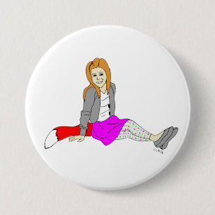 Macaron Rond 7,6 Cm bouton de fille foxy