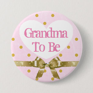 Macaron Rond 7,6 Cm Bouton de grand-mère pour être rose et Baby shower