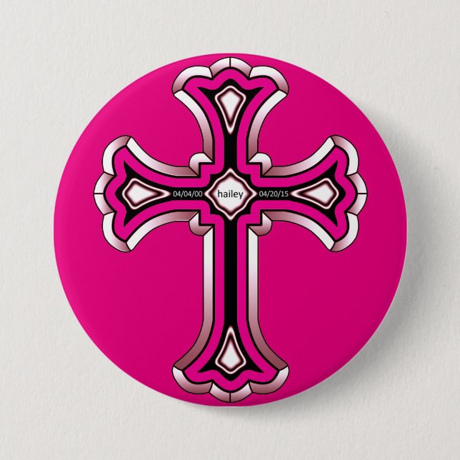 Macaron Rond 7,6 Cm Bouton de Hailey (Devant)