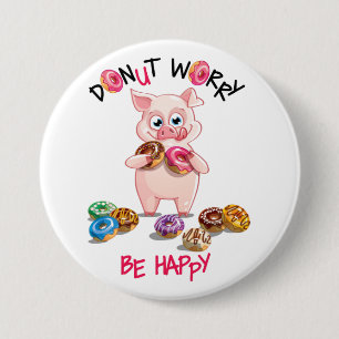 Macaron Rond 7,6 Cm Bouton de jeu de beigne de porc amusant