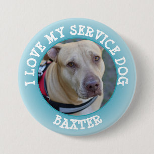 Macaron Rond 7,6 Cm Bouton de jour de chien de service Amour personnal