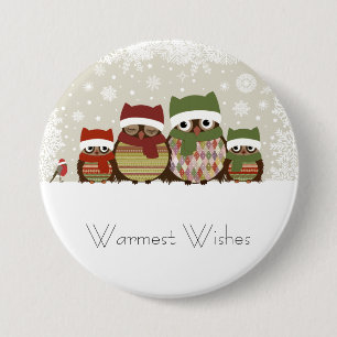 Macaron Rond 7,6 Cm Bouton de la famille des chouettes de souhaits les