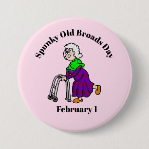 Macaron Rond 7,6 Cm Bouton de la femme âgée du jour des vieux Broads