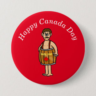 Macaron Rond 7,6 Cm Bouton de la fête du Canada Homme portant un canon