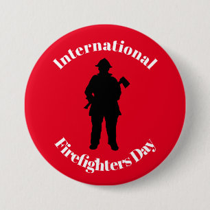 Macaron Rond 7,6 Cm Bouton de la Journée internationale des pompiers