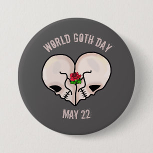 Macaron Rond 7,6 Cm Bouton de la Journée mondiale du Goth avec crâne d