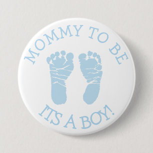 Macaron Rond 7,6 Cm Bouton de la maman pour être Baby shower bleu et b