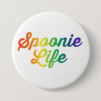 Macaron Rond 7,6 Cm Bouton de la vie de Spoonie (arc-en-ciel)