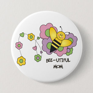 Macaron Rond 7,6 Cm Bouton de maman d'Abeille-utiful
