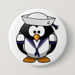 Macaron Rond 7,6 Cm Bouton de marin de pingouin