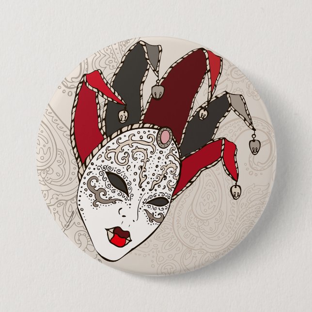 Macaron Rond 7,6 Cm Bouton de masque de carnaval de mardi gras (Devant)